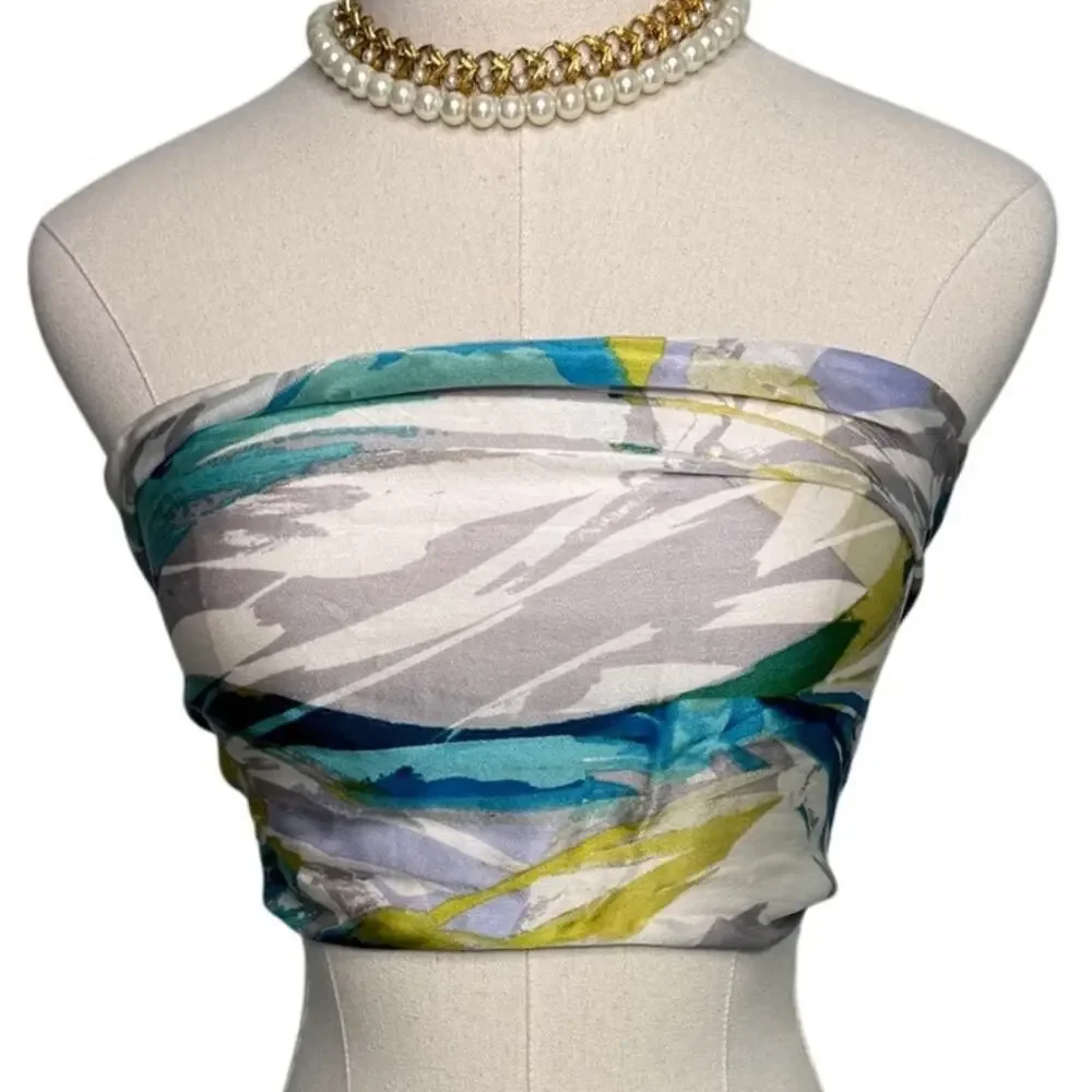Cynthia Rowley 100% silk watercolor floral rectangle long scarf 12.5 x 64